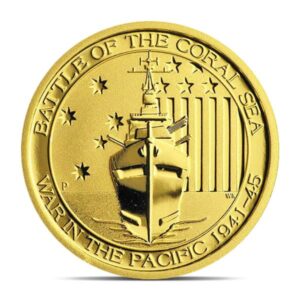1/4 Oz Gold Australian Battle of the Coral Sea Coin, .9999 Pure (Dates Our Choice)