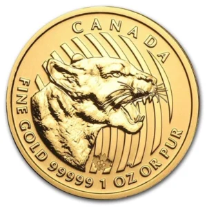 2015 Canadian Growling Cougar - 1 Troy Oz .99999 Pure Gold (In Assay)