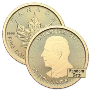 1/2 Oz Gold Canadian Maple Leaf, King Charles III - .9999 Pure (Random Date)