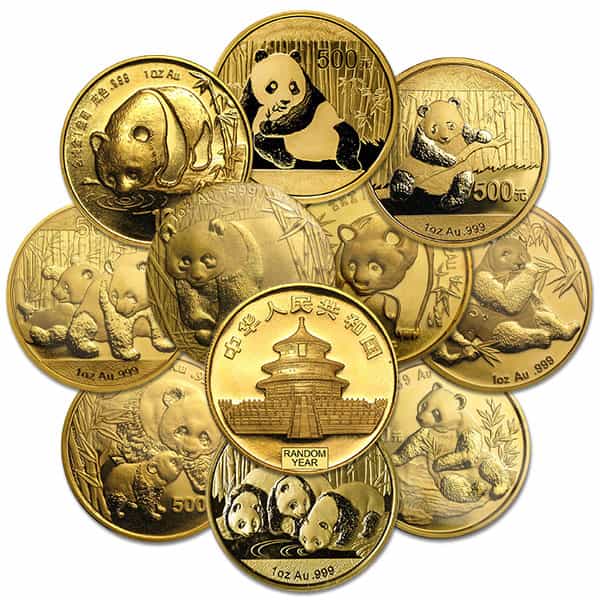 Chinese Panda, RANDOM Date .999 Gold, 1 Troy Ounce.