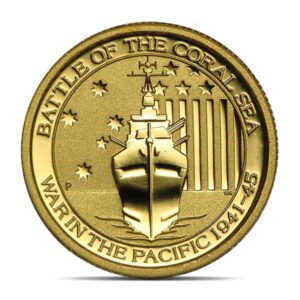 1/10 Oz Gold Australian Battle of the Coral Sea Coin, .9999 Pure (Dates Our Choice)
