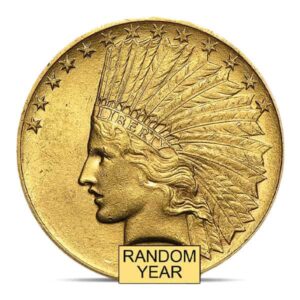 $10 Indian Head U.S. Gold (1907-1933), Almost Uncirculated (AU), 0.4838 Troy Ounce Gold Content