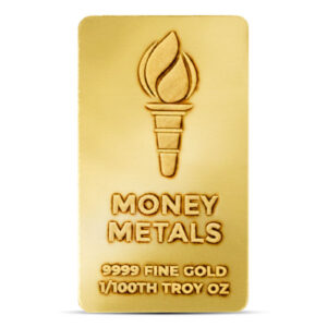 Money Metals 1/100 Troy Oz Gold Bar, .9999 Pure