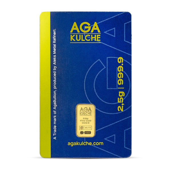 AgaBullion Gold Bar, 2.5 Gram, .9999 Pure in Assay Package