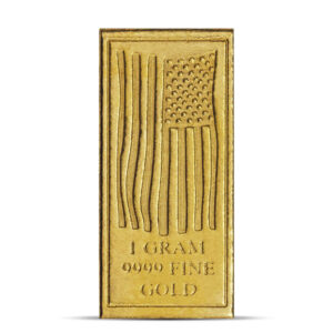 American Flag Gold Bar, 1 Gram .9999 Pure