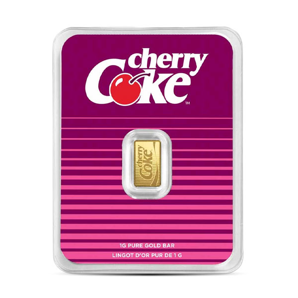Coca-Cola Cherry Coke 1 Gram Gold Bar, .9999 Pure in Assay