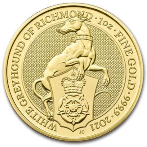 2021 Queen's Beast White Greyhound - 1 oz .9999 Pure GOLD