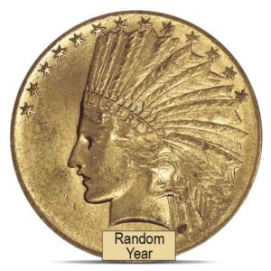 $10 Gold Indian Head (1907-1933), Cleaned/Jewelry Grade, 0.4838 Troy Ounce Gold Content
