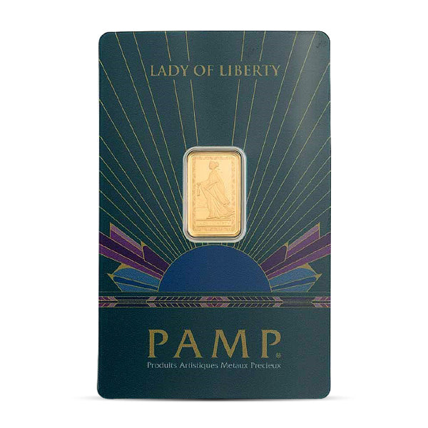 PAMP Suisse Lady of Liberty Gold Bar, 2.5 Grams, .9999 Pure