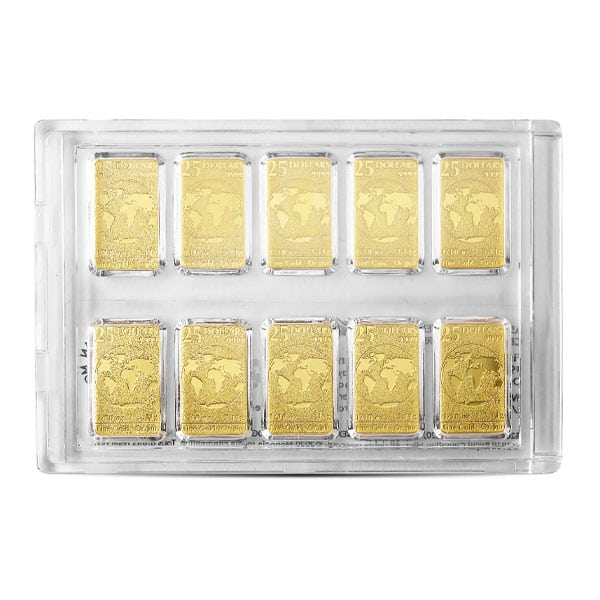 Canadian 10 x 1/10 Oz Legal Tender Gold Bar Set, In Assay, .9999 Pure, Date Our Choice