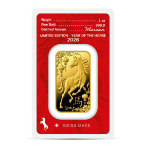 Argor-Heraeus Lunar Gold Bar - 2026 Year of the Horse, 1 Oz .9999 Gold