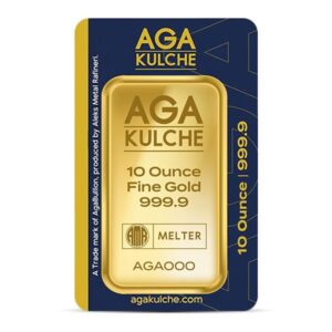 AgaBullion Gold Bar, 10 Troy Ounce, .9999 Pure in Assay Package