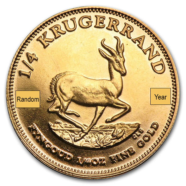 1/4 Oz South African Krugerrand Gold Coin (22k Purity)