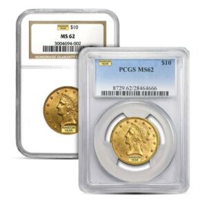 MS62 Graded $10 Liberty U.S. Gold Coin (PCGS / NGC) - Random Dates