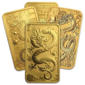 Perth Mint Gold Australian Rectangular Dragon Coin - 1 Troy Oz, .9999 Pure (Date Our Choice)
