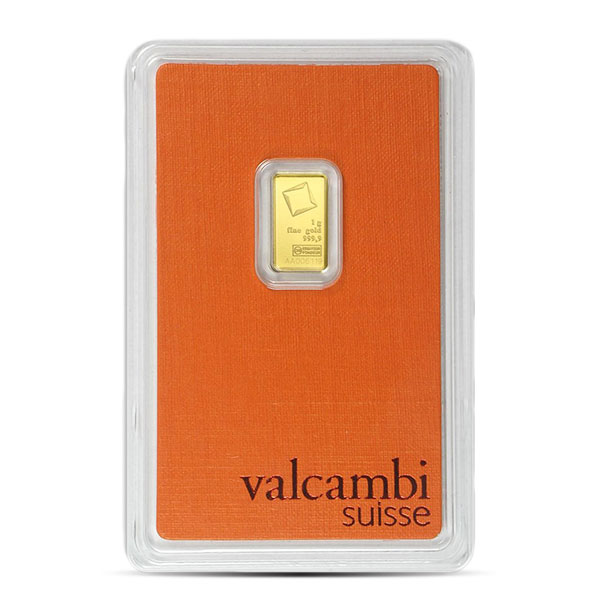 Valcambi Gold Bar, 1 Gram, .9999 Pure in Assay Package