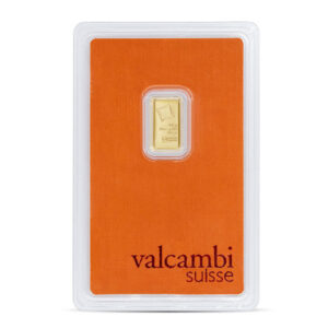 Valcambi Gold Bar, 1/2 Gram .9999 Pure in Assay Package