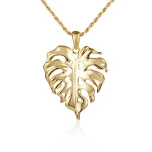 14K Monstera Leaf Necklace