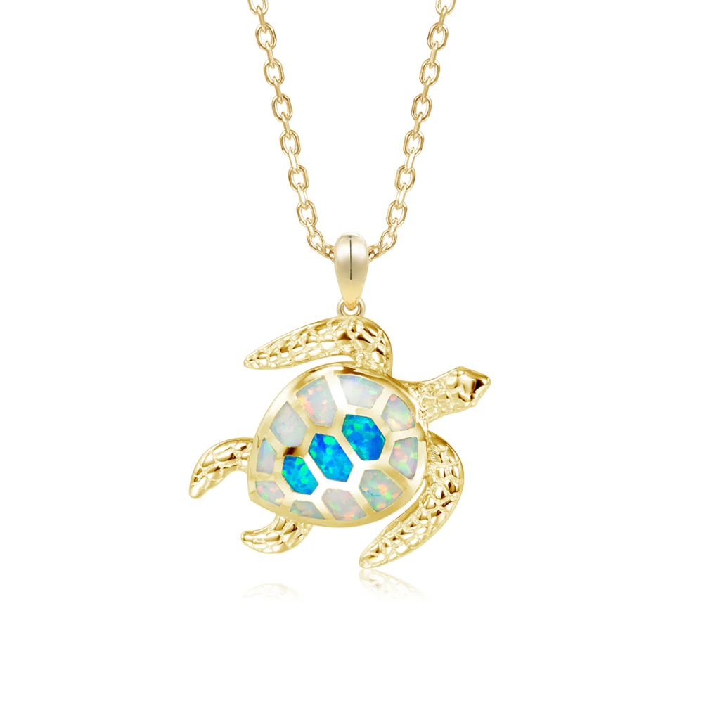 14K Opal Hana Honu Pendant