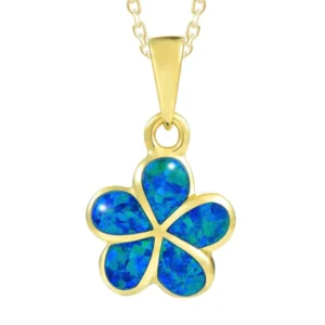 14K Opal Plumeria Pendant