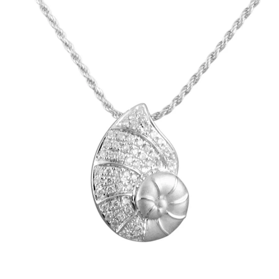 14K Pavé Diamond Nautilus Pendant
