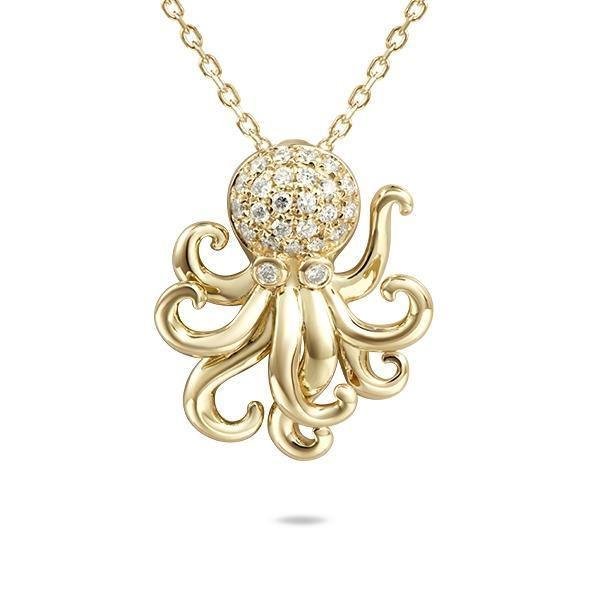 14K Pavé Kraken Pendant with Diamonds