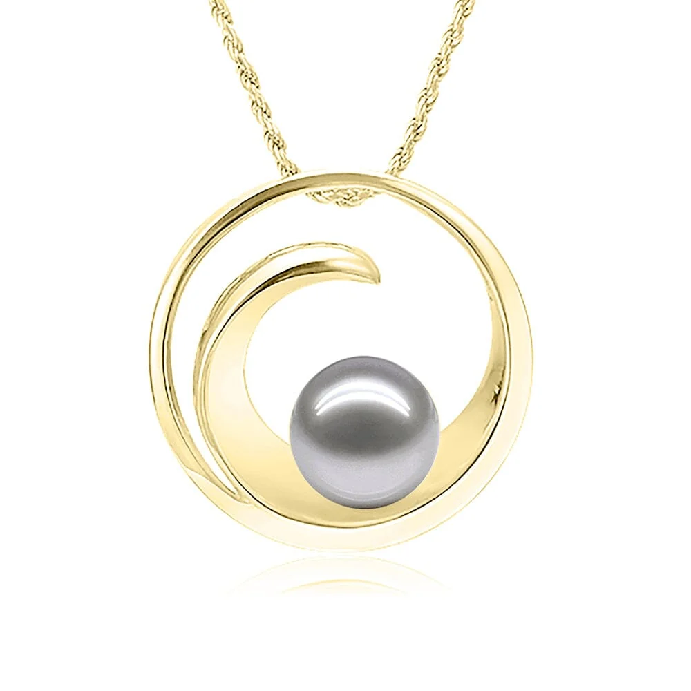 14K Pearl Wave Pendant