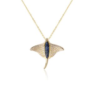 14K Pavé Eagle Ray Pendant with Sapphire