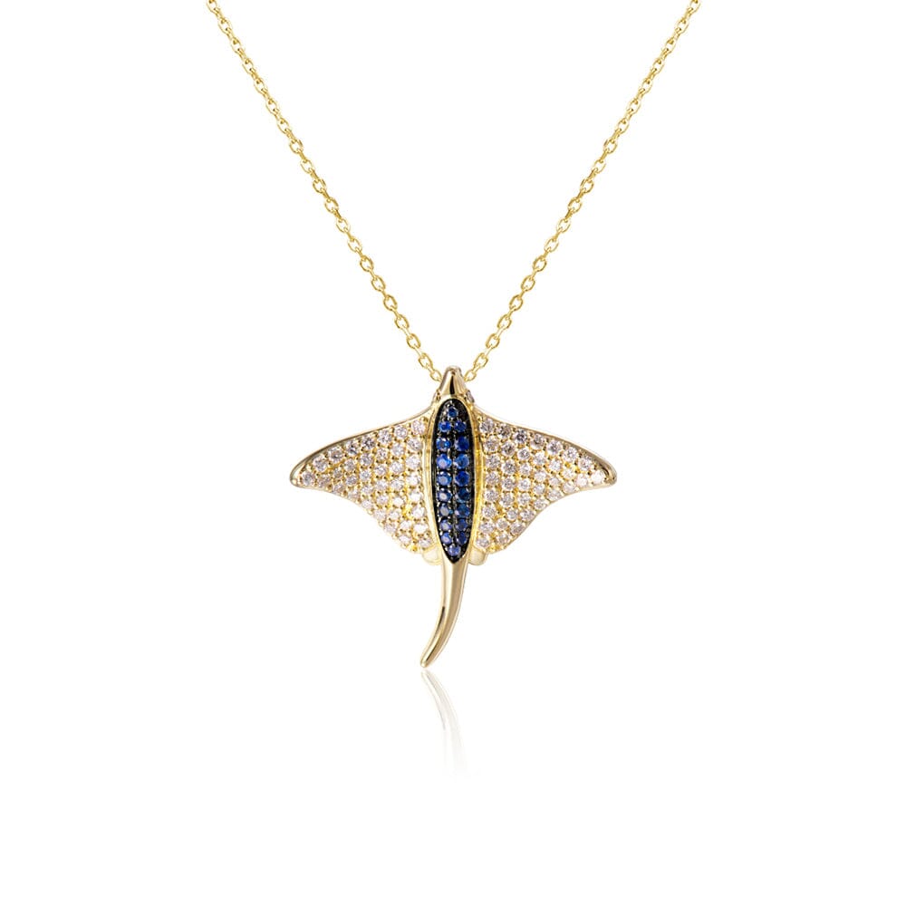14K Pavé Eagle Ray Pendant with Sapphire