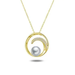 14K Akoya Pearl Eternity Wave Pendant