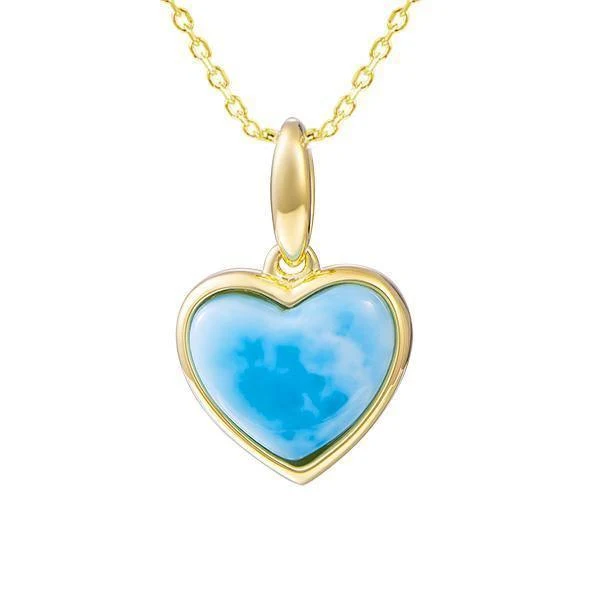 14K Larimar Pu'uwai Heart Pendant